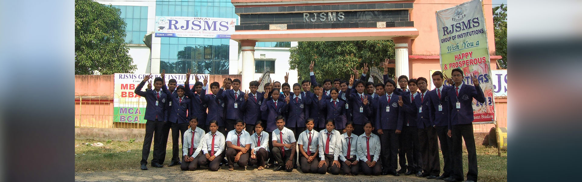 RJSMS students in front of the campus